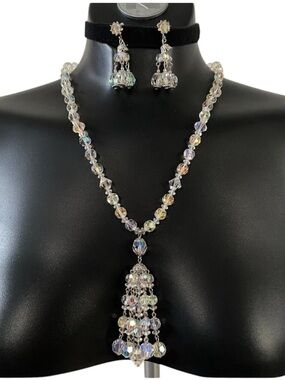 Coro 1950's Aurora Borealis Crystal Necklace & Earrings​​​​
